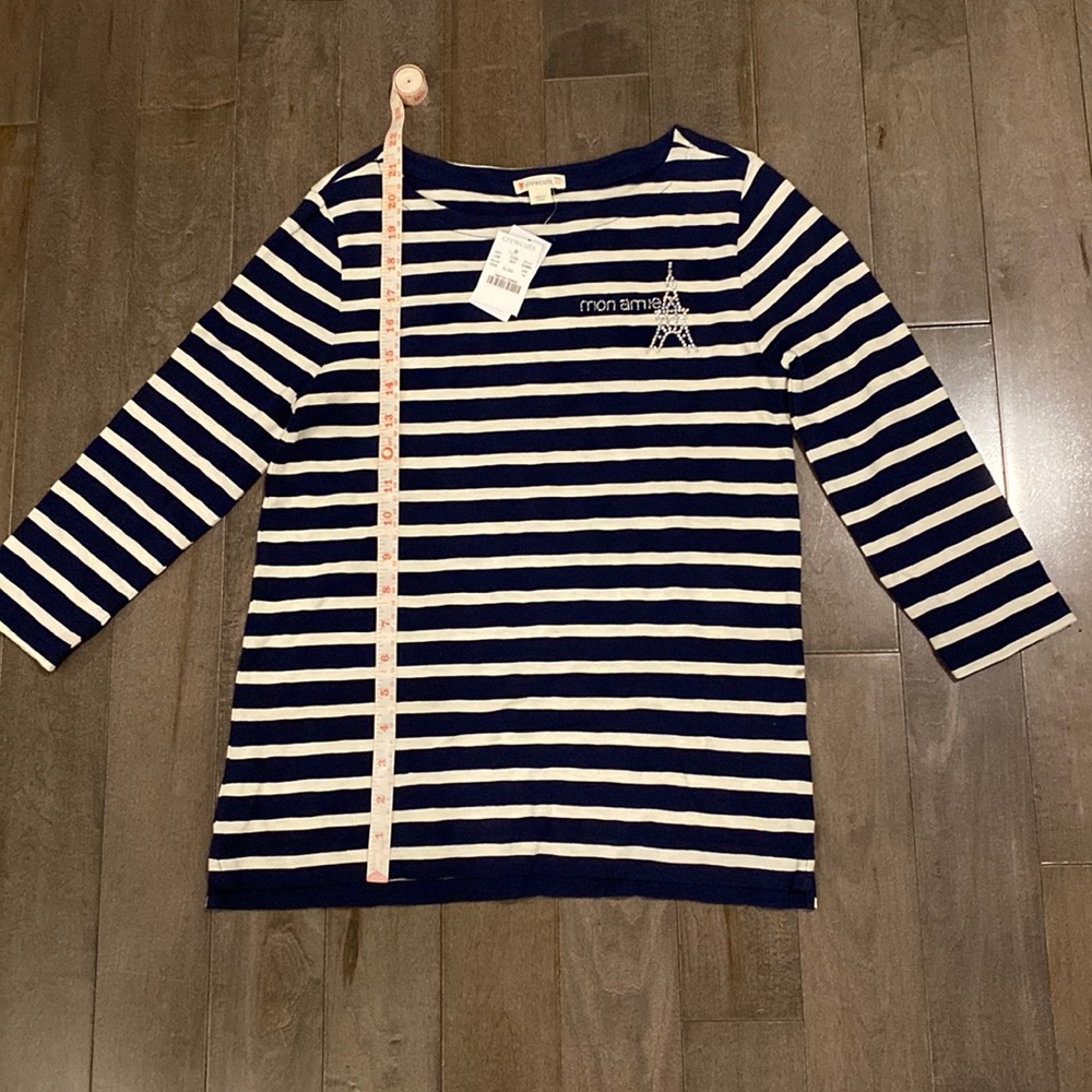 Crewcuts Long-Sleeved Navy and White Striped Shirt